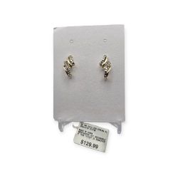 18K Over Sterling Silver  Diamond Swirl Stud Earrings