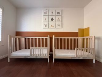 Gelato 4-in-1 Convertible Crib + Toddler Bed Kit (2) - Washed Natural/White