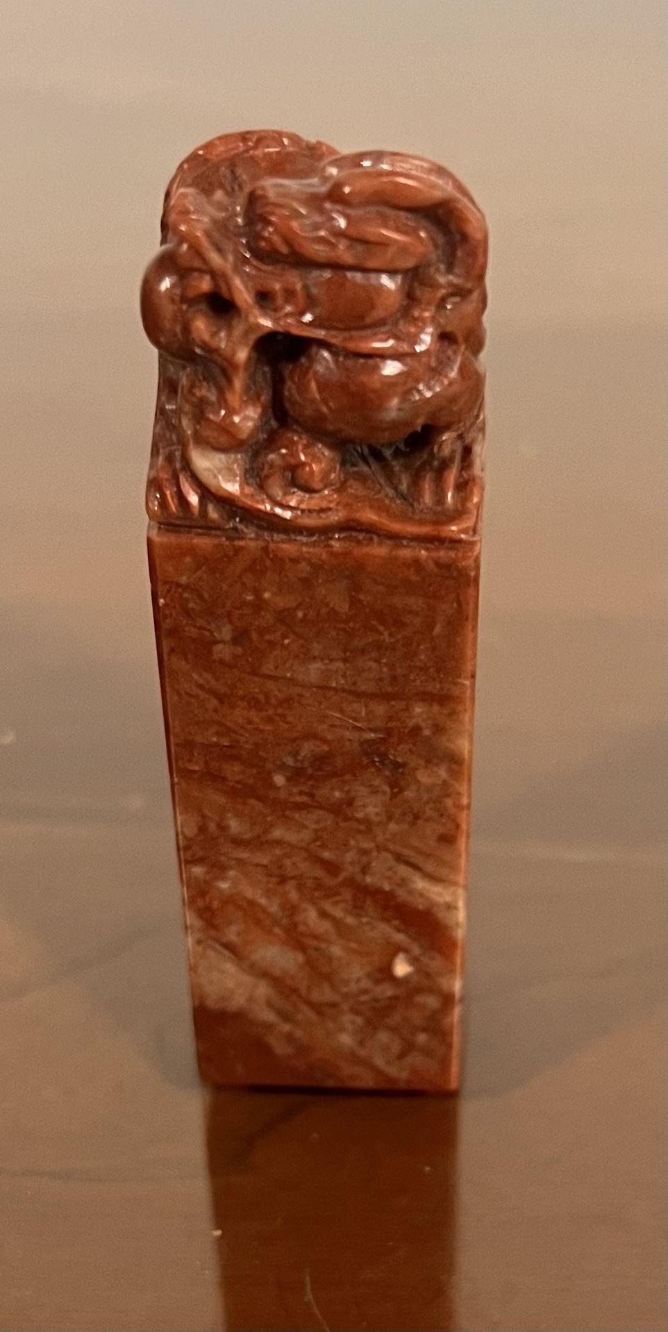 2.75” Chinese Natural Shoushan stone Carving Auspicious beast seal with Original Box.
