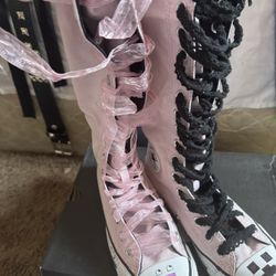 Light Pink Knee High Converse 
