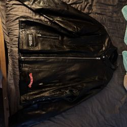 Vintage Diamond Plate Buffalo Leather Jacket 