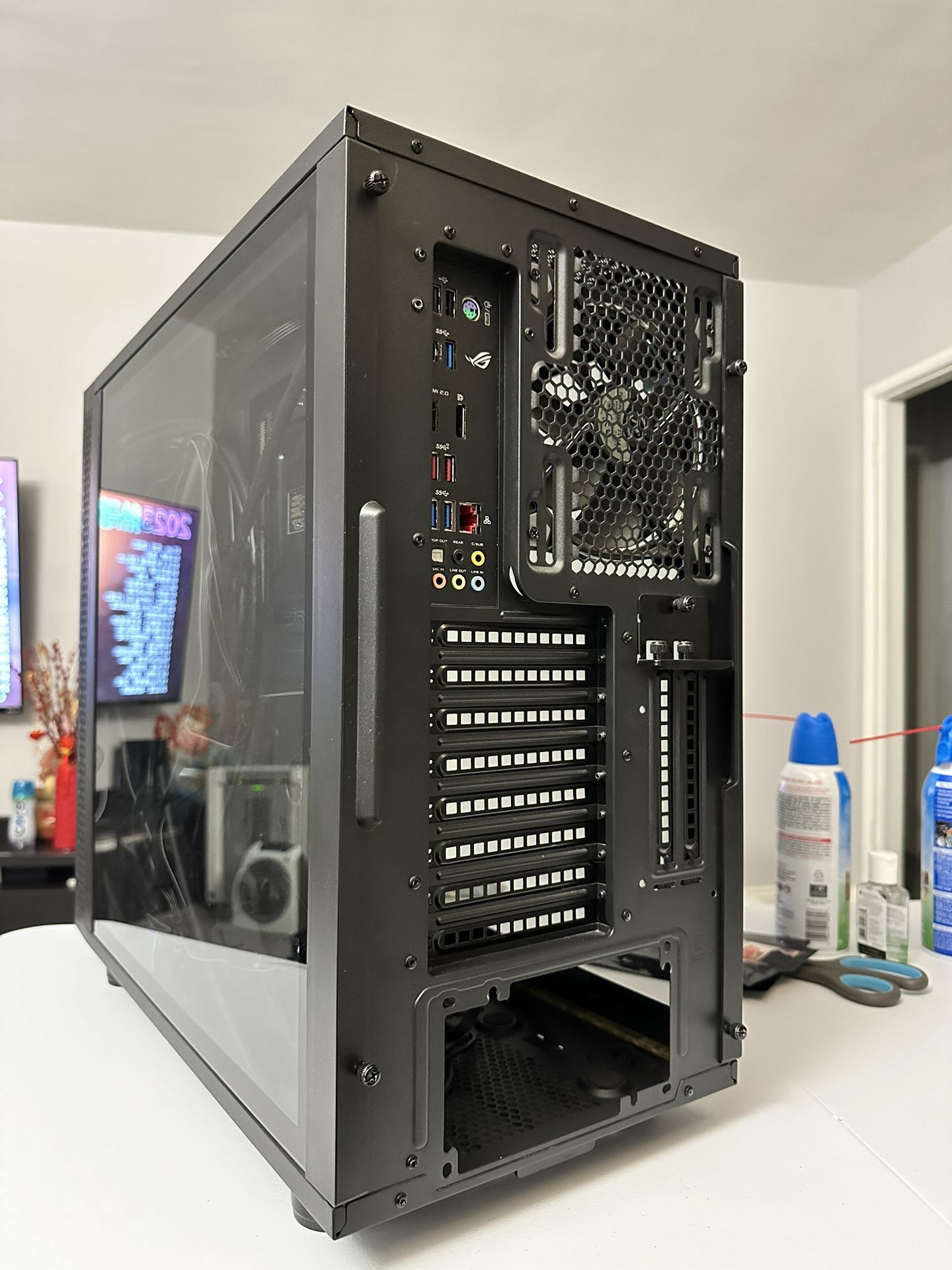 Computer Tower, Motherboard, Cooler & CPU