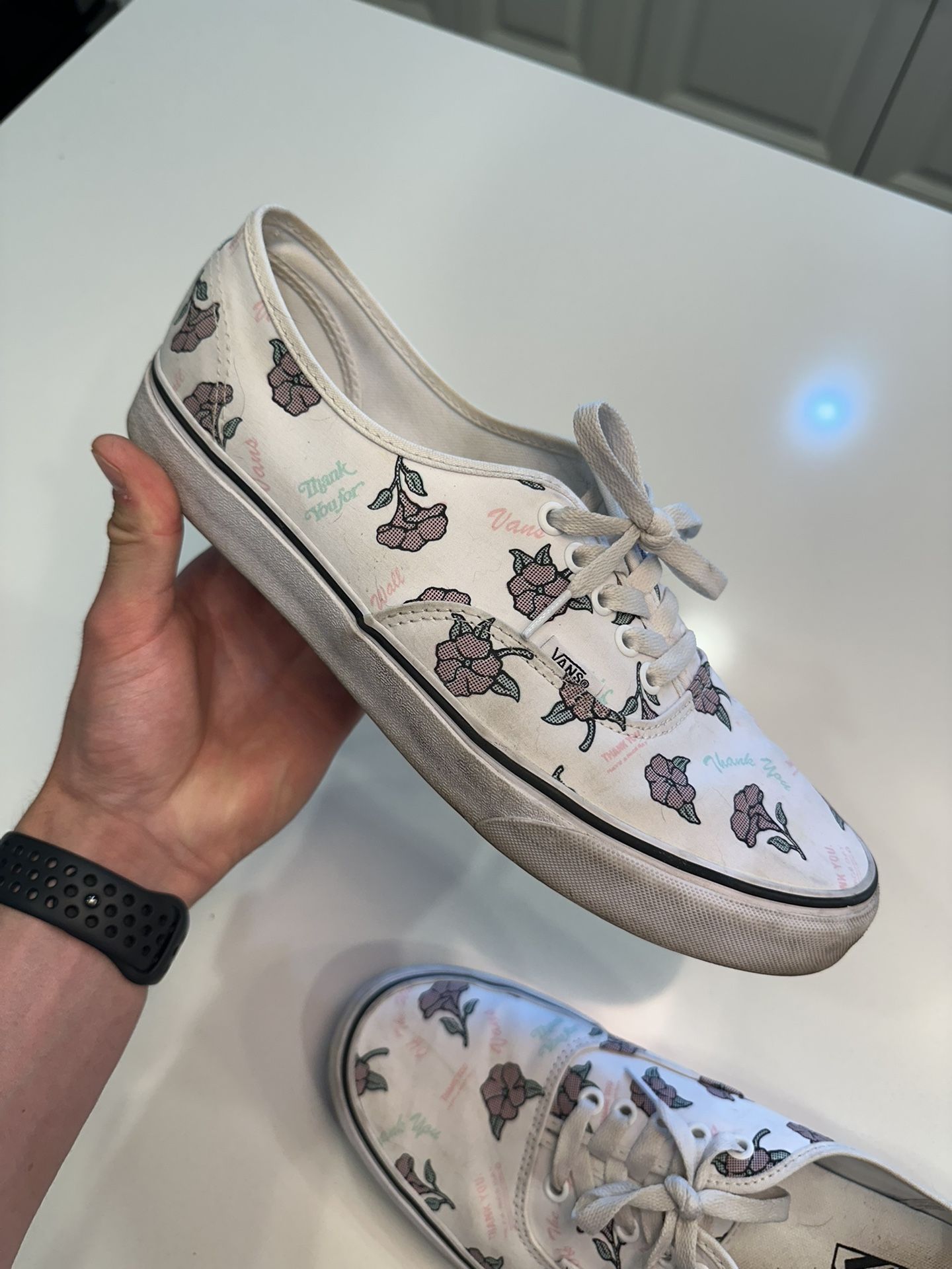 Vans Authentic White Size 11 With Roses