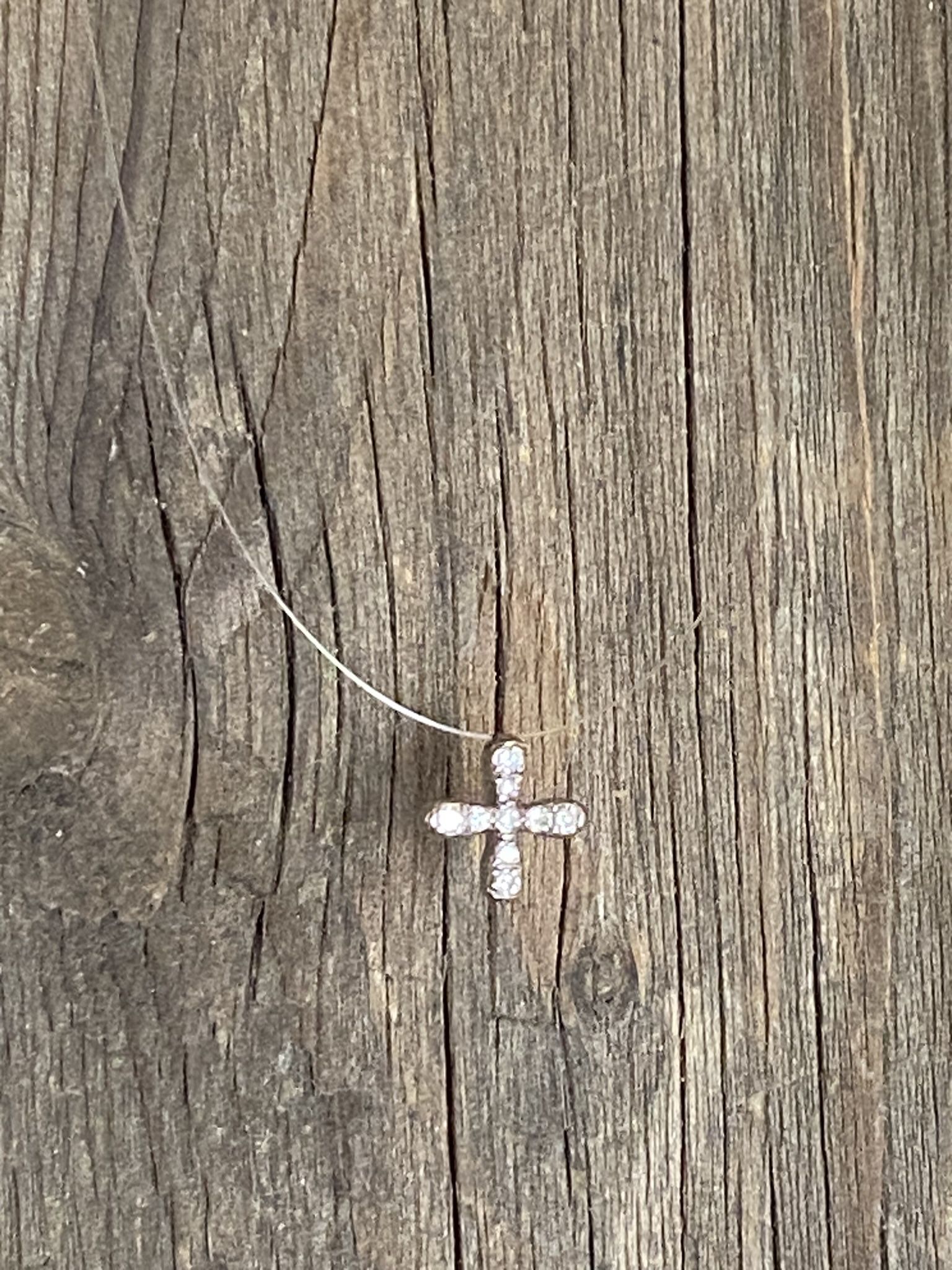 Diamond + Platinum Tiny Cross “Illusion” Necklace, Saks 5th Avenue