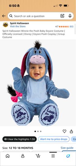 Eeyore costume 12-18 months