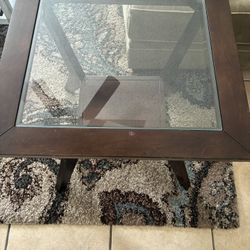 Glass Wood Living Room Accent Table