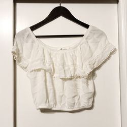 White Boho Off The Shoulder Crop Top