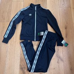 Umbro Women's Black Athletic Warm Up Tracksuit Zip Jacket & Pants Set Size XS