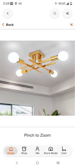 Gold Sputnik Ceiling Light Fixture 4-Light