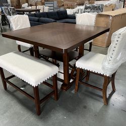 New! Counter Height Dining Set, Counter Height Table, Chairs, Expandable Table Top, Casual Dining Set, Kitchen Table, Chairs 