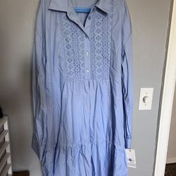 Ophelia Roe light blue  longsleeve shirt dress small