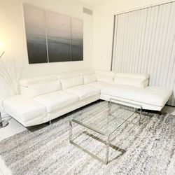 White Leather Sectional Sofa Couch