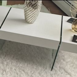 Safavieh Home Jacob White and Glass Leg Coffee Table