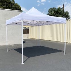 New $90 Heavy-Duty 10x10 FT Outdoor Ez Pop Up Canopy Party Tent Instant Shades w/ Carry Bag (White/Blue) 