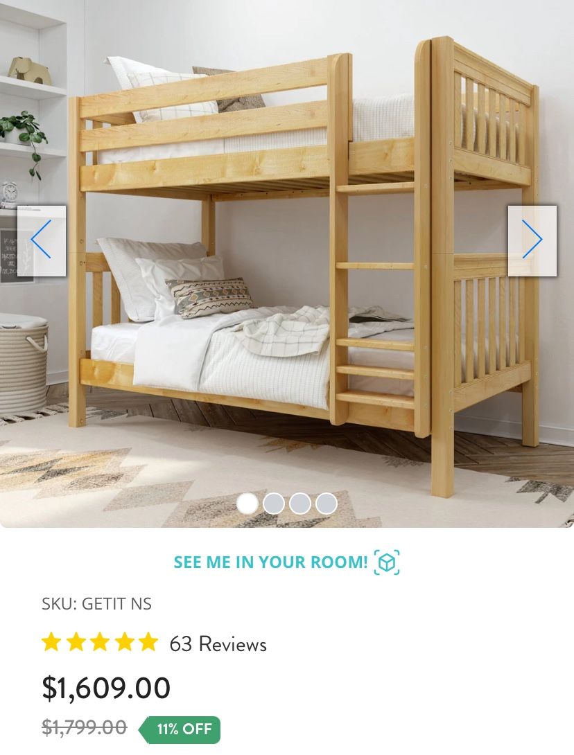 Maxtrix Twin Over Twin Bunk Bed Or Two Loft Beds