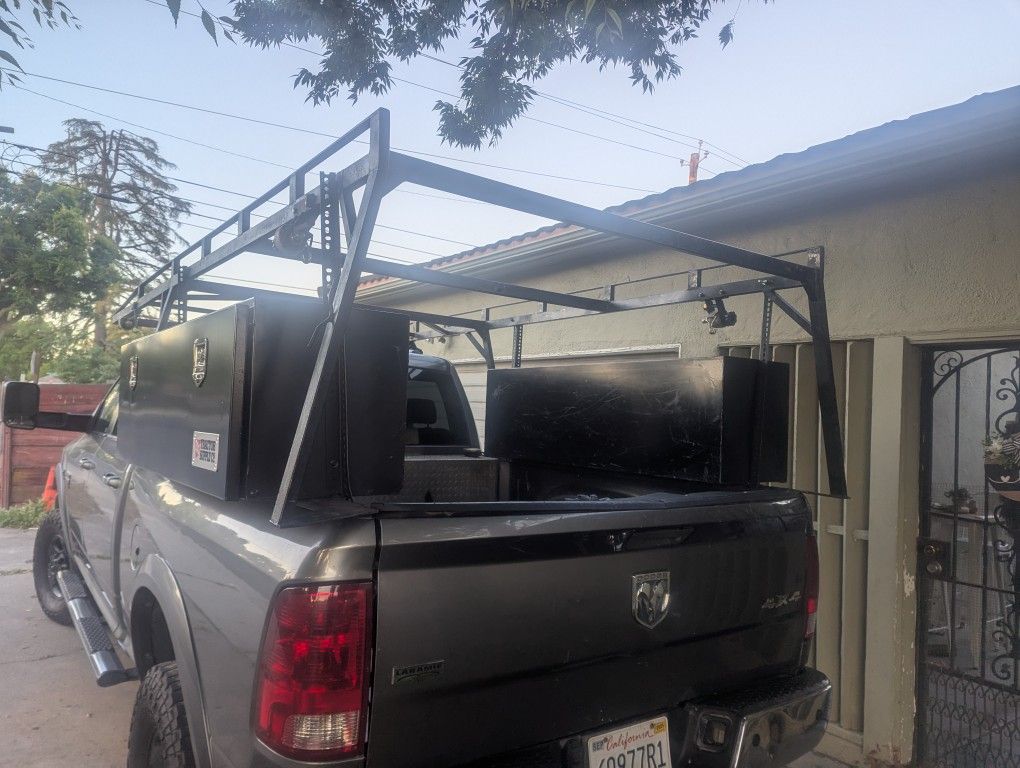 ladder rack and boxes