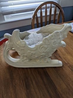 Ceramic Sleigh Christmas Ornament