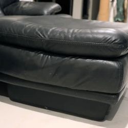 Genuine Black leather Couch, Oversized Chair And Ottoman