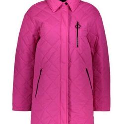 AVEC LES FILLES Diamond Quilted Full-Zip Jacket Size M Pink