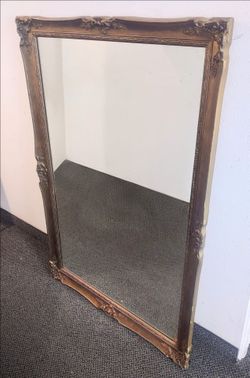 Beautiful Vintage Gold J. A. Olson Company Permaflect Wood Framed Wall Mirror 35x53