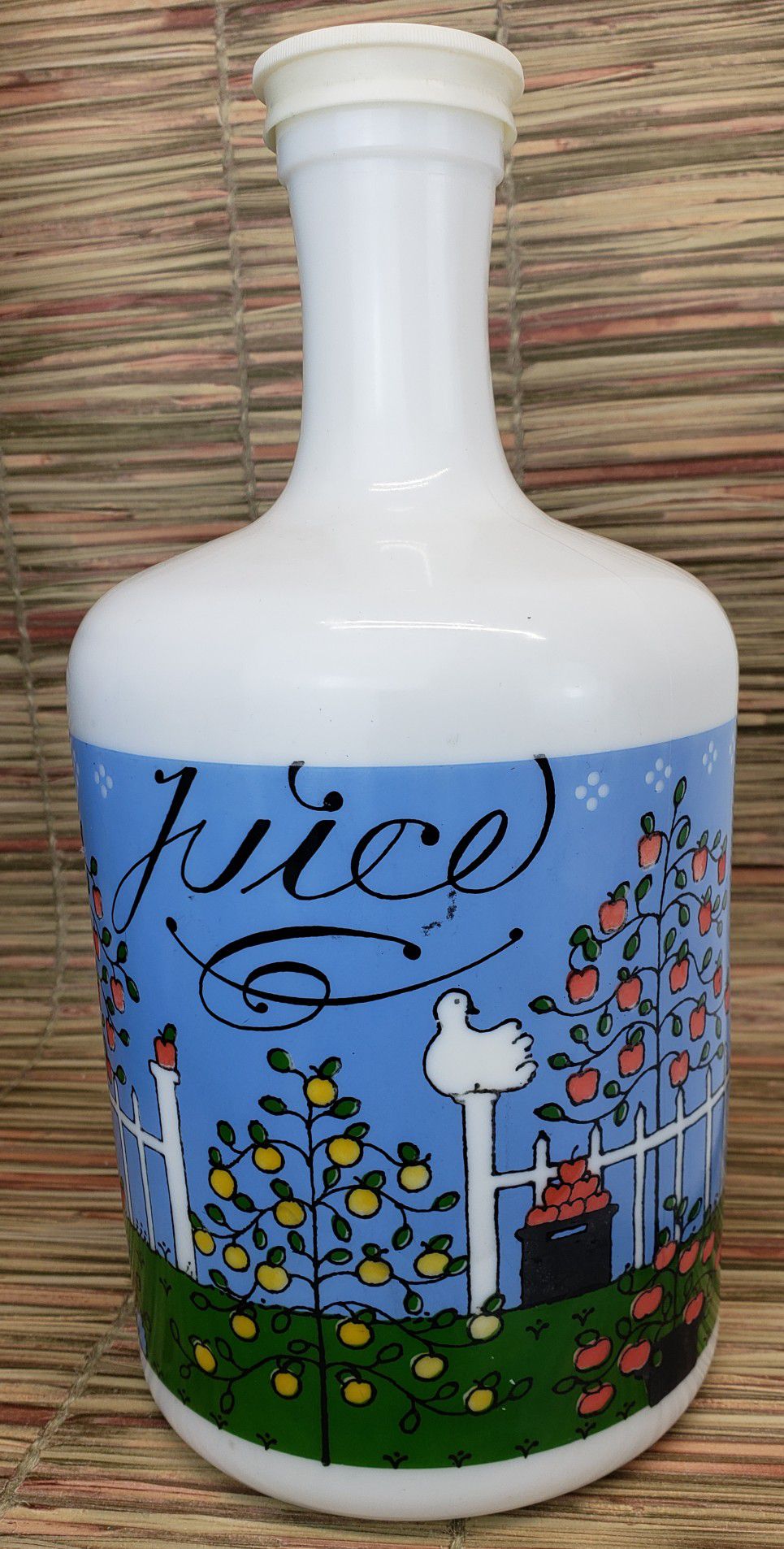 Vintage Lillian Vernon Juice Glass Jug Bottle Alan Wood 1982 Country Decor