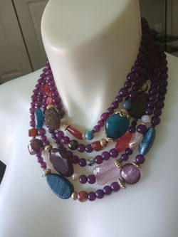 Multi-colored rock necklace