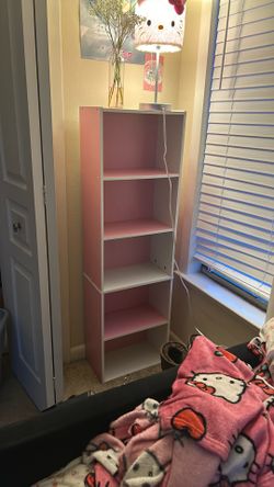 pink bookshelf