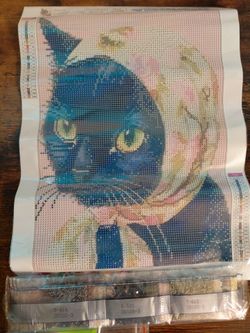 12x16 Babushka black cat diamond painting