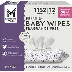 Member's Mark Premium Baby Wipes, Fragrance Free, 12 pk., 1152 Wipes