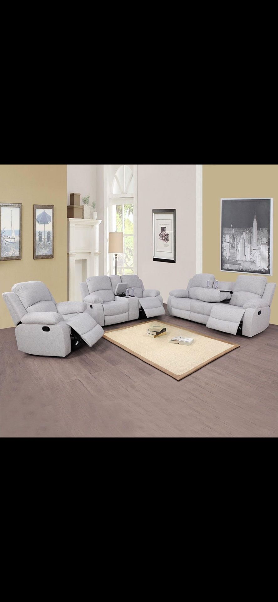 3 Pieces Recliner Sofa Set