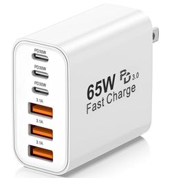 65W 6-Port USB Wall Charger Fast Charge
