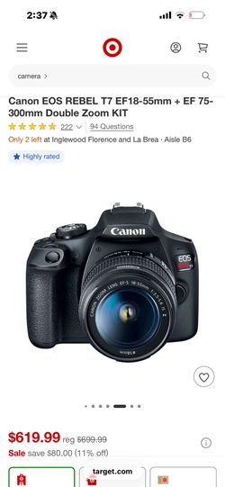 Canon eos rebel t7 with 2 lens and bag