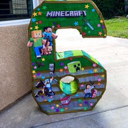 Number 6 Mind craft Theme Piñata