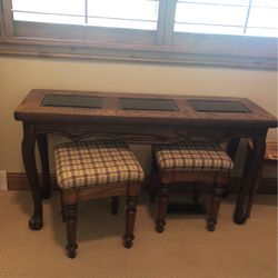 Console Table With Custom Stools