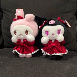 Brand NEW Cute Hello Kitty Kuromi And My Melody Sanrio Plush Pair