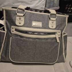 CARTER Heather Gray/Beige Large Diaper Bag/Fashion Tote -