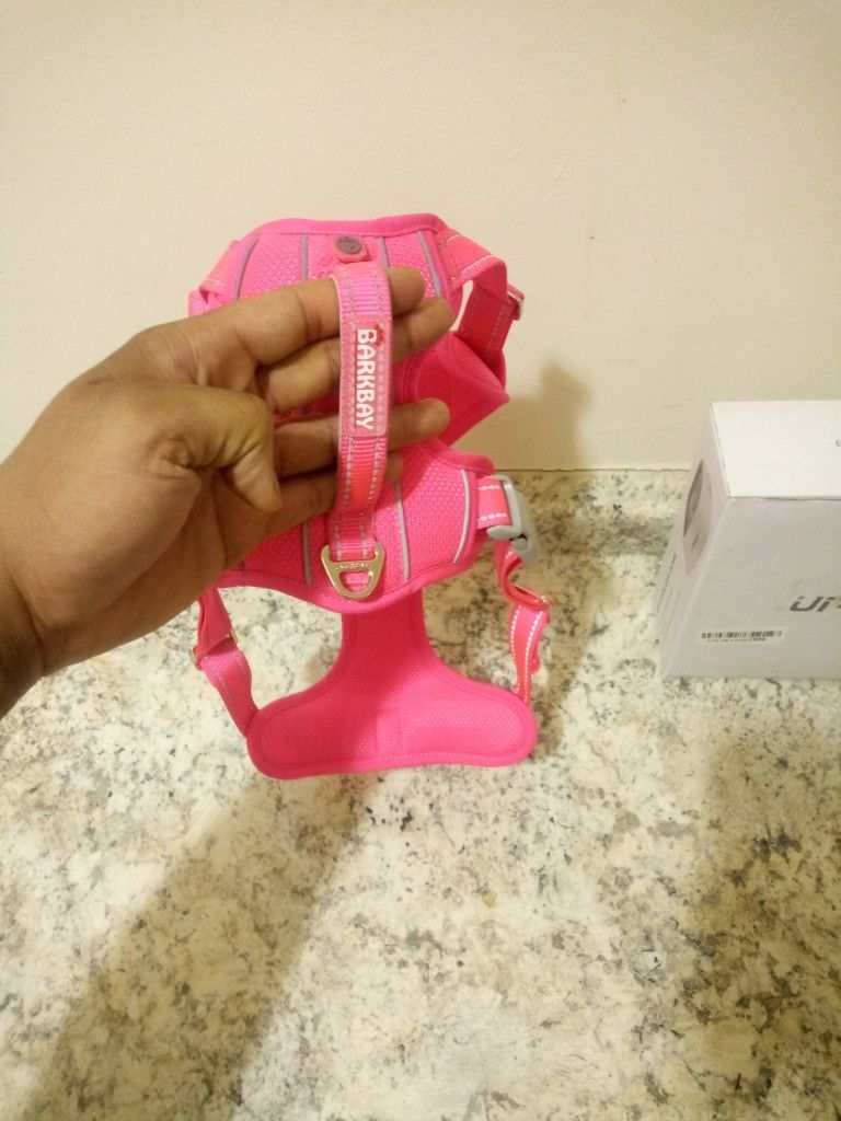 Pink And Gray Dog Harness
