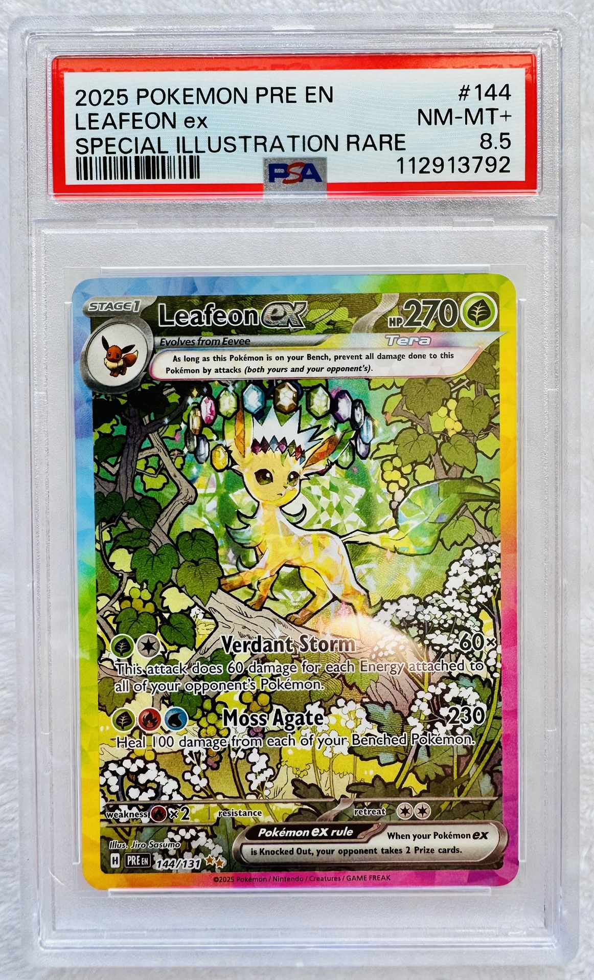 Leafeon ex SIR - 2025 Pokemon Prismatic Evolutions - PSA 8.5 Near Mint Plus