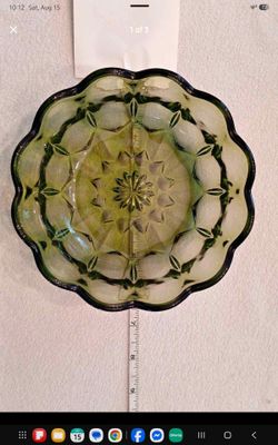 Vintage Green Glass Bowl by Anchor Hocking. Fairfield Pattern