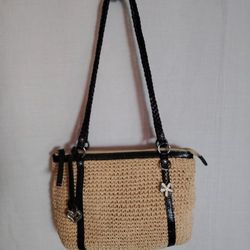 Brighton Raffia Straw Double Leather Handles Handbag/Shoulder Bag Medium 

