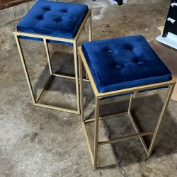 Blue Suede Bar Stools 