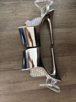 Silver Chrome Platform Stiletto Heels