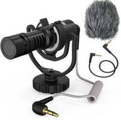 AIRMIC VMR10 PRO Camera Microphone - External Shotgun Mic with Shock Mount & Deadcat Windscreen - Directional Video Recroding Microphone for iPhone,Ph