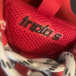 Balenciaga Triple S Red Men's Low Top Lace Up Casual Sneakers