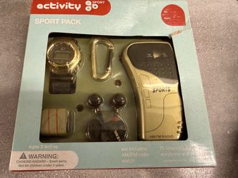 Vintage activities, sports pack AM/FM radio with watch and headphones