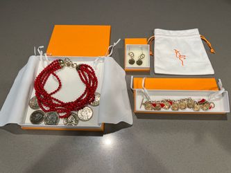 Multi-Strand Jewelry set with 24k Gold Plated Coin Accents