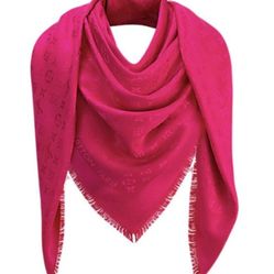 LV Louis Vuitton Monogram Red Silk Scarf 