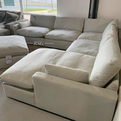 Feather Filled Cloud Sectional Couch Set 📐 U Shape 5 Pieces Modular Sectional Couch With Chaise Set Color Options 