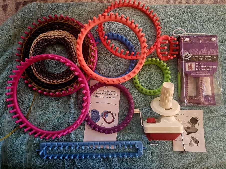 LOOMS   AND  YARN BALL WINDER # 11, Assortment. Of 30 Plus Yarns