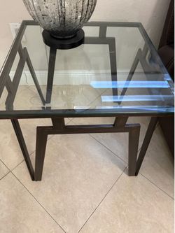 Iron table set, glass top living room table and side table